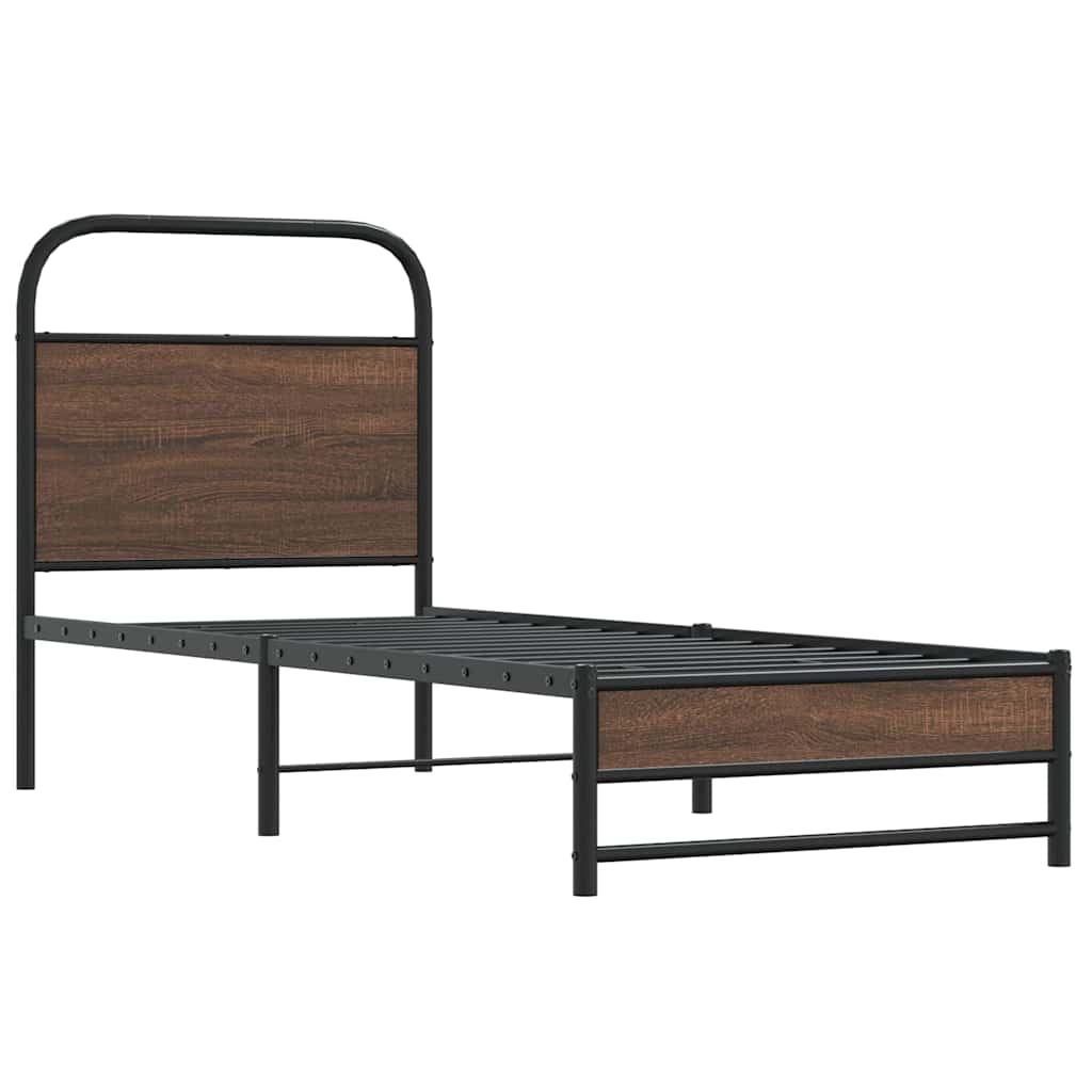 Bedframe zonder matras bewerkt hout bruin eikenkleur 75x190 cm is nu te koop bij PeponiXL, paradijselijk wonen!
