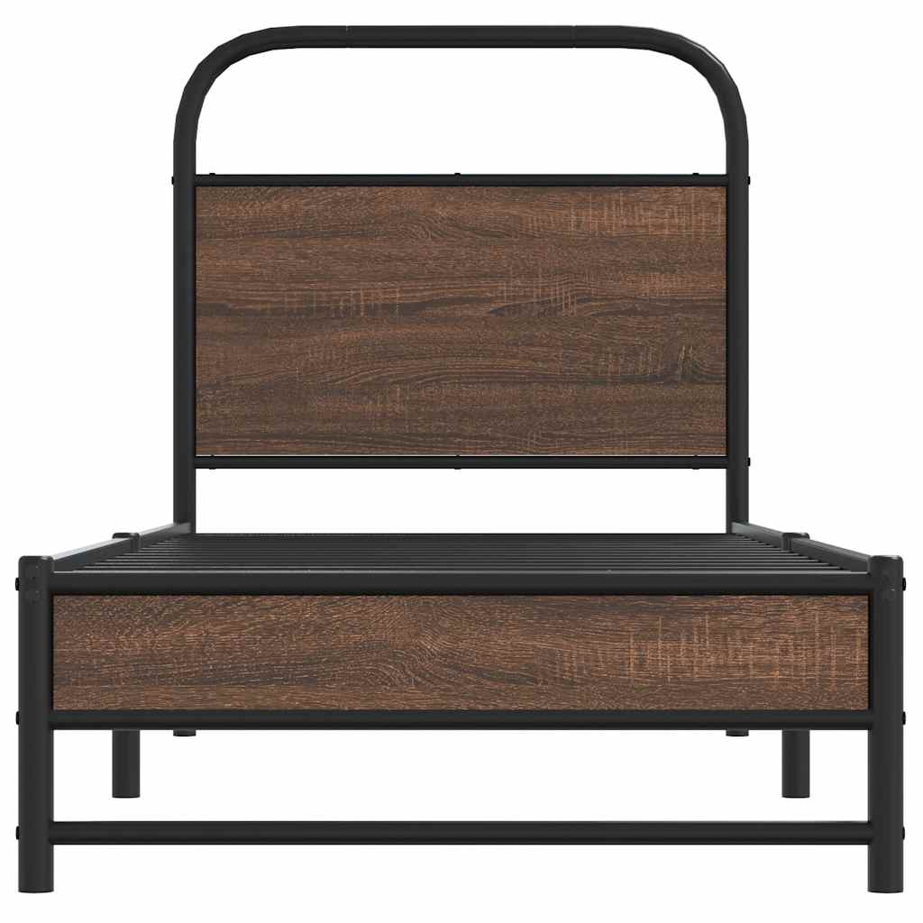 Bedframe zonder matras bewerkt hout bruin eikenkleur 75x190 cm is nu te koop bij PeponiXL, paradijselijk wonen!