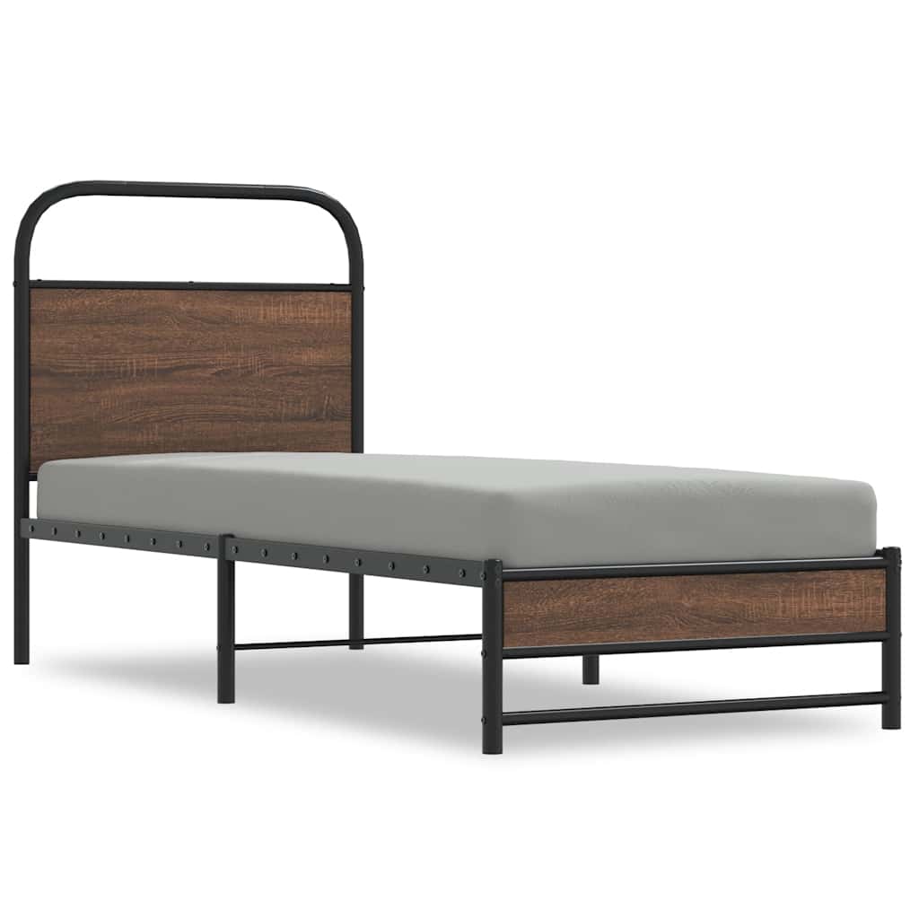 Bedframe zonder matras bewerkt hout bruin eikenkleur 80x200 cm is nu te koop bij PeponiXL, paradijselijk wonen!