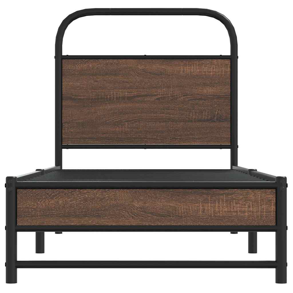 Bedframe zonder matras bewerkt hout bruin eikenkleur 80x200 cm is nu te koop bij PeponiXL, paradijselijk wonen!