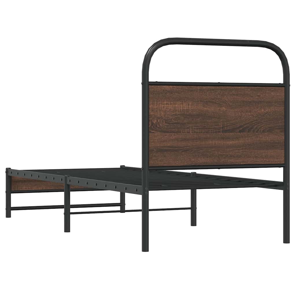 Bedframe zonder matras bewerkt hout bruin eikenkleur 80x200 cm is nu te koop bij PeponiXL, paradijselijk wonen!