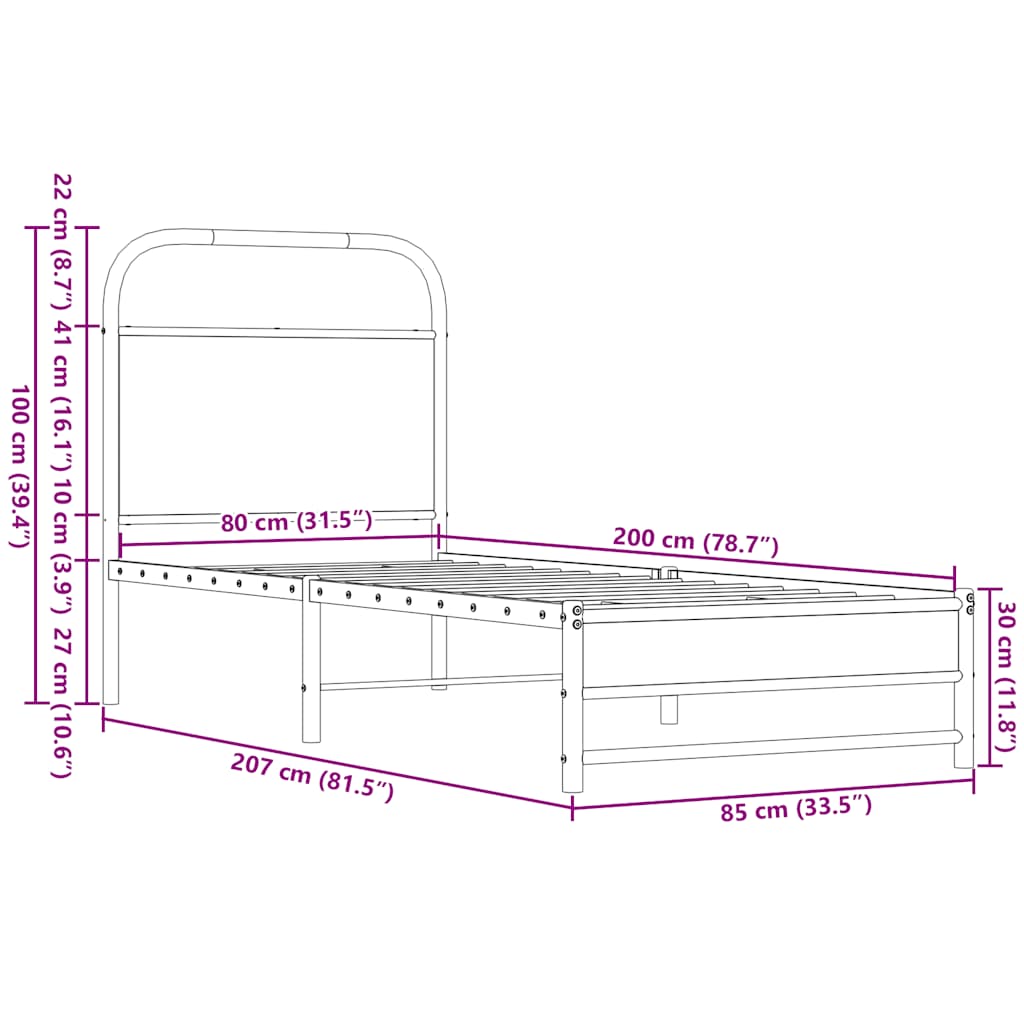 Bedframe zonder matras bewerkt hout bruin eikenkleur 80x200 cm is nu te koop bij PeponiXL, paradijselijk wonen!