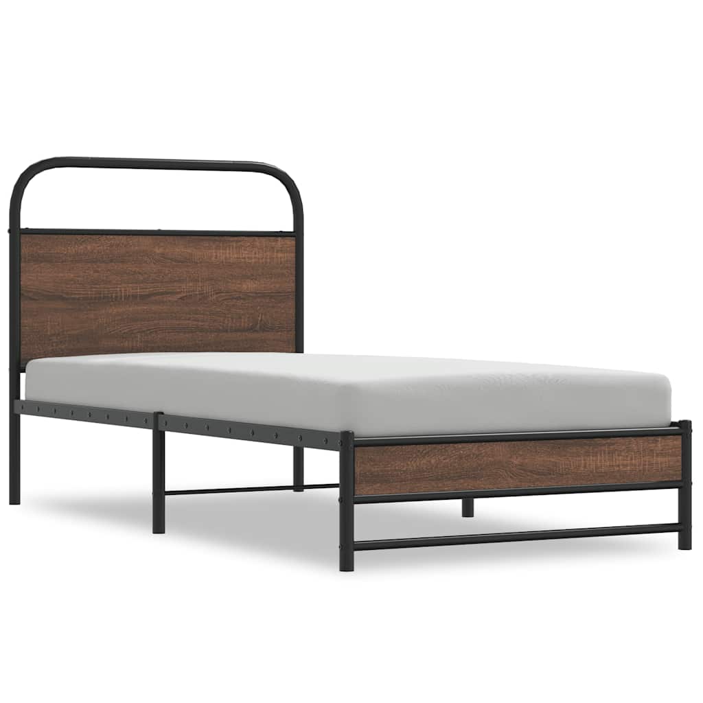 Bedframe zonder matras bewerkt hout bruin eikenkleur 90x190 cm is nu te koop bij PeponiXL, paradijselijk wonen!