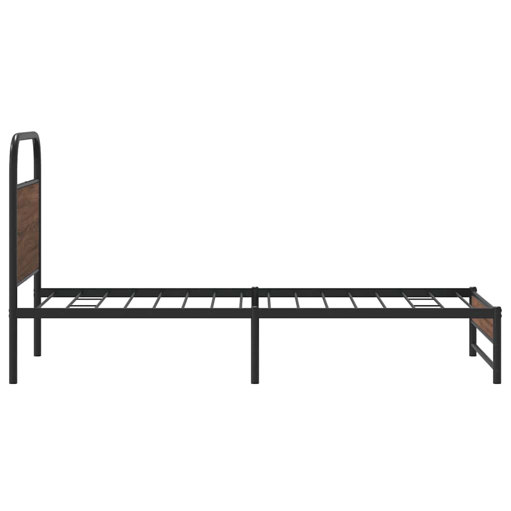 Bedframe zonder matras bewerkt hout bruin eikenkleur 100x200 cm is nu te koop bij PeponiXL, paradijselijk wonen!