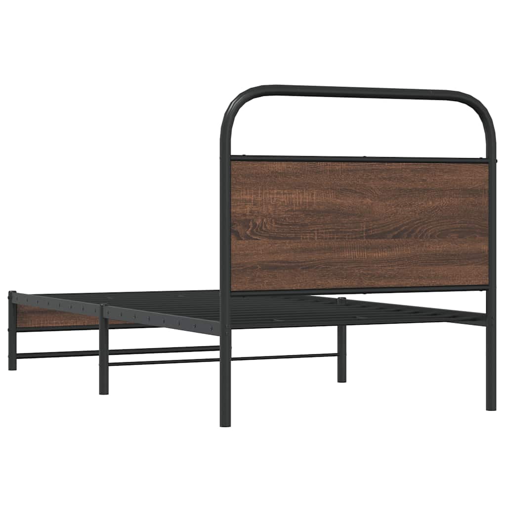 Bedframe zonder matras bewerkt hout bruin eikenkleur 100x200 cm is nu te koop bij PeponiXL, paradijselijk wonen!