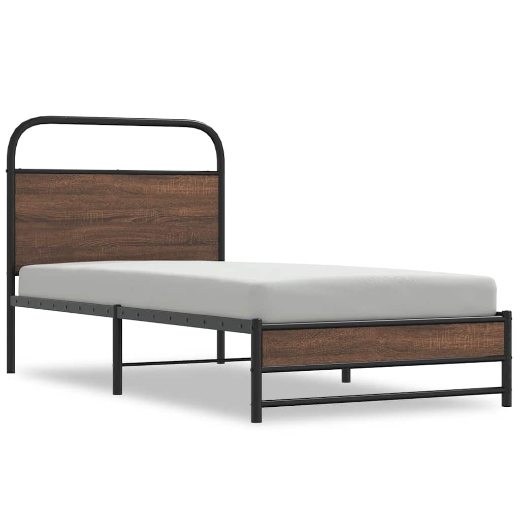 Bedframe zonder matras bewerkt hout bruin eikenkleur 107x203 cm is nu te koop bij PeponiXL, paradijselijk wonen!
