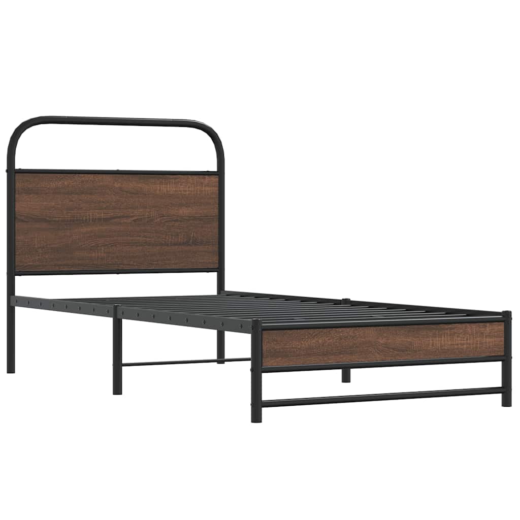 Bedframe zonder matras bewerkt hout bruin eikenkleur 107x203 cm is nu te koop bij PeponiXL, paradijselijk wonen!
