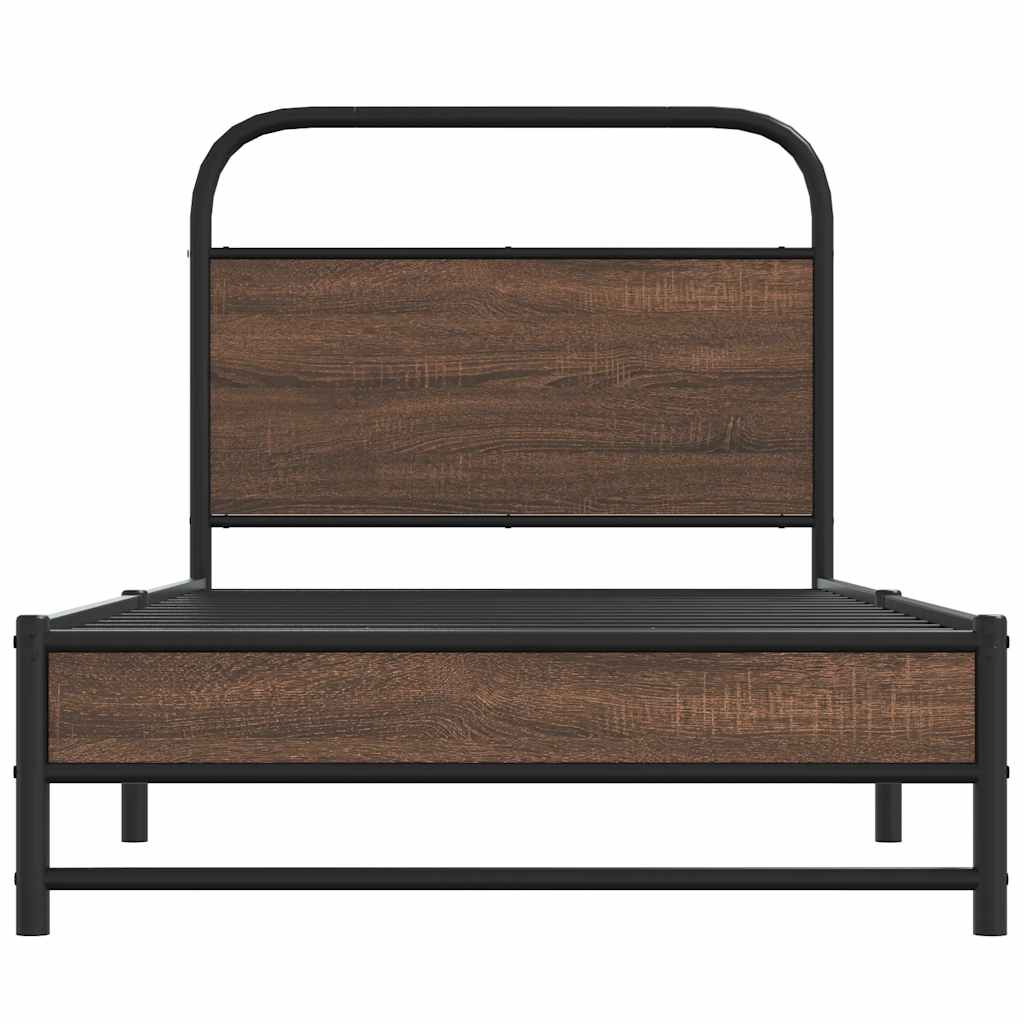 Bedframe zonder matras bewerkt hout bruin eikenkleur 107x203 cm is nu te koop bij PeponiXL, paradijselijk wonen!