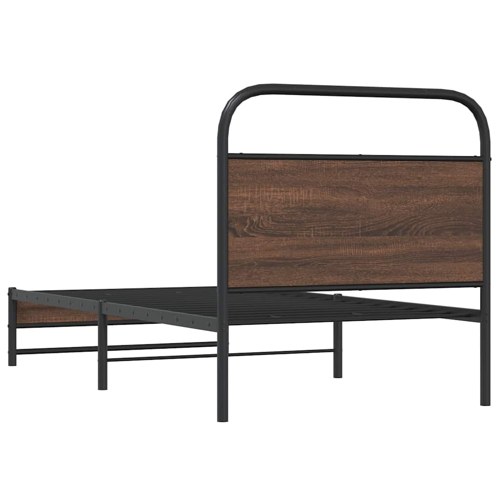 Bedframe zonder matras bewerkt hout bruin eikenkleur 107x203 cm is nu te koop bij PeponiXL, paradijselijk wonen!