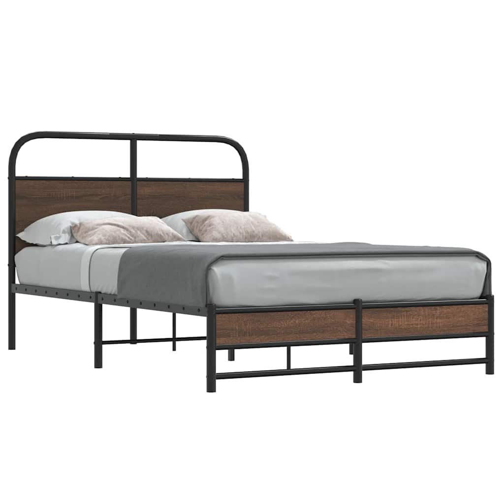 Bedframe zonder matras bewerkt hout bruin eikenkleur 120x190 cm is nu te koop bij PeponiXL, paradijselijk wonen!