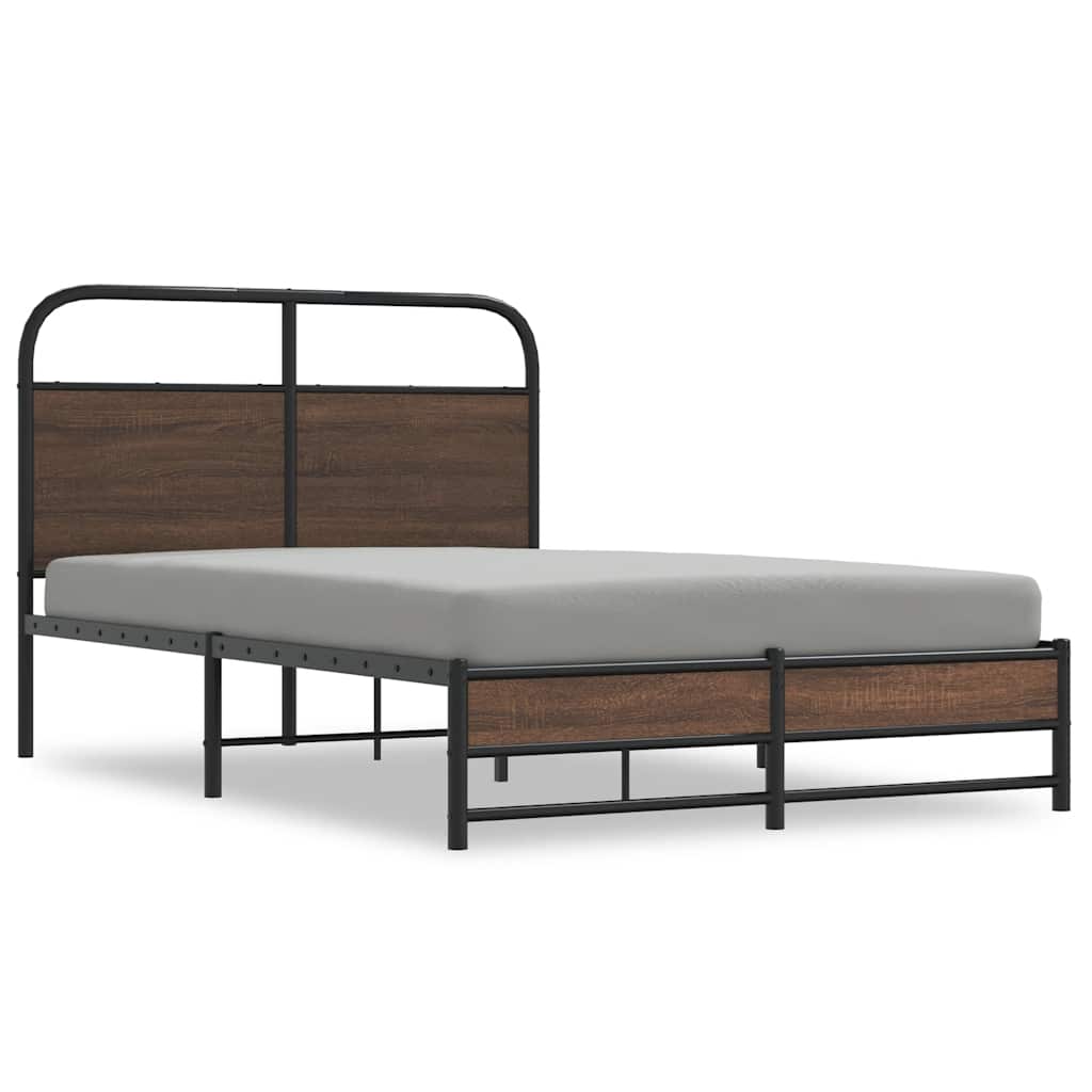 Bedframe zonder matras bewerkt hout bruin eikenkleur 120x200 cm is nu te koop bij PeponiXL, paradijselijk wonen!