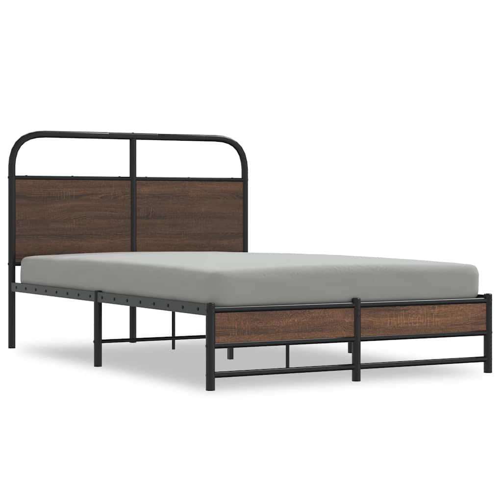 Bedframe zonder matras bewerkt hout bruin eikenkleur 140x190 cm is nu te koop bij PeponiXL, paradijselijk wonen!
