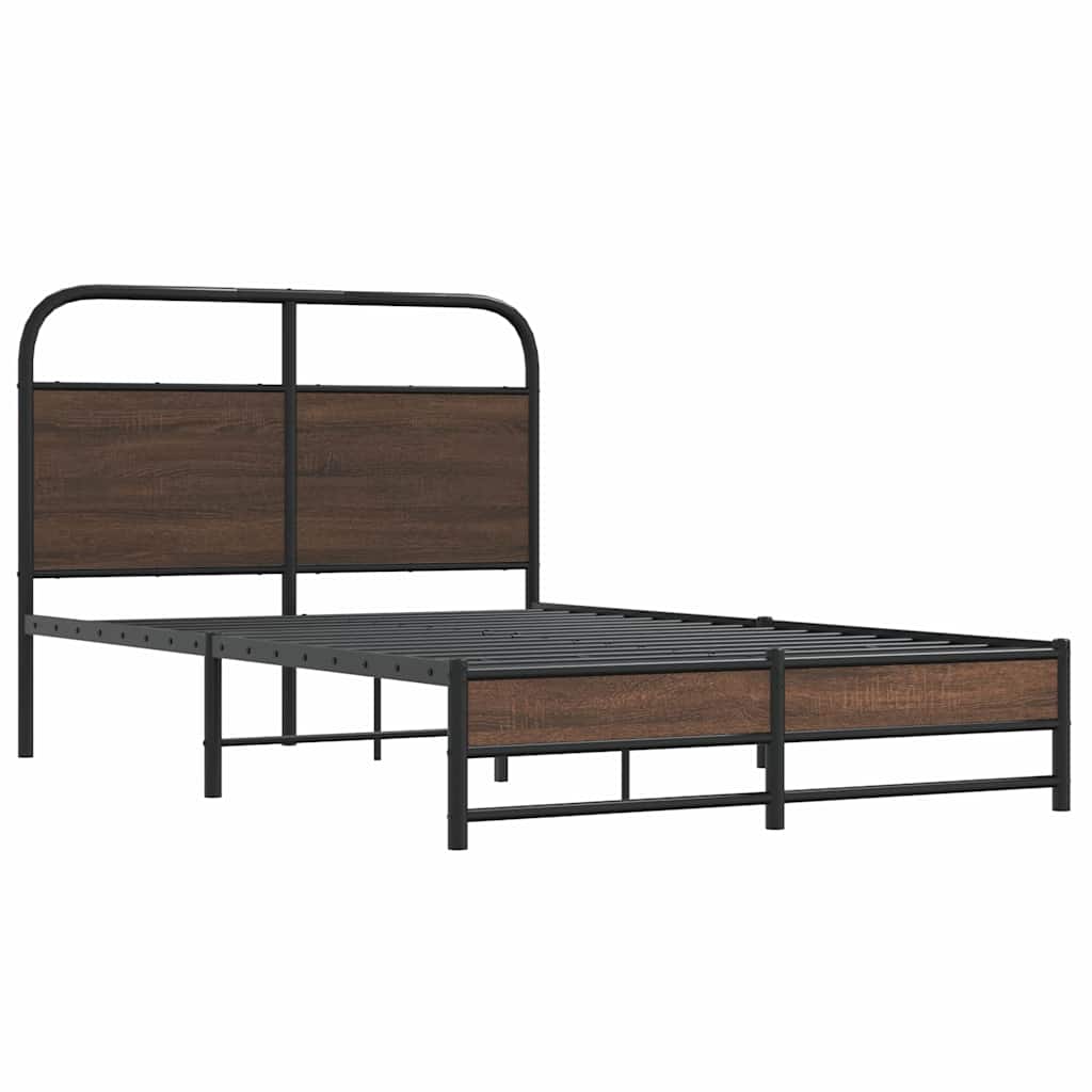 Bedframe zonder matras bewerkt hout bruin eikenkleur 140x200 cm is nu te koop bij PeponiXL, paradijselijk wonen!