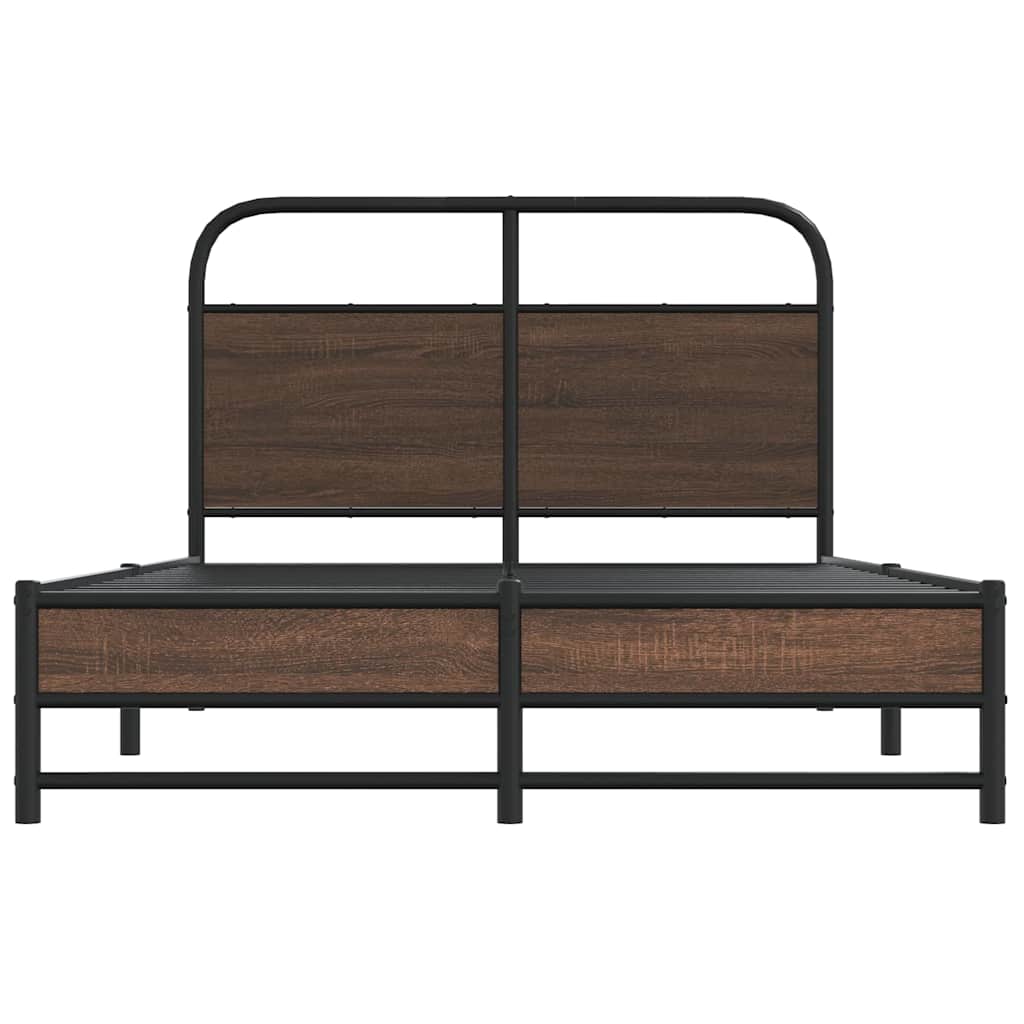 Bedframe zonder matras bewerkt hout bruin eikenkleur 140x200 cm is nu te koop bij PeponiXL, paradijselijk wonen!