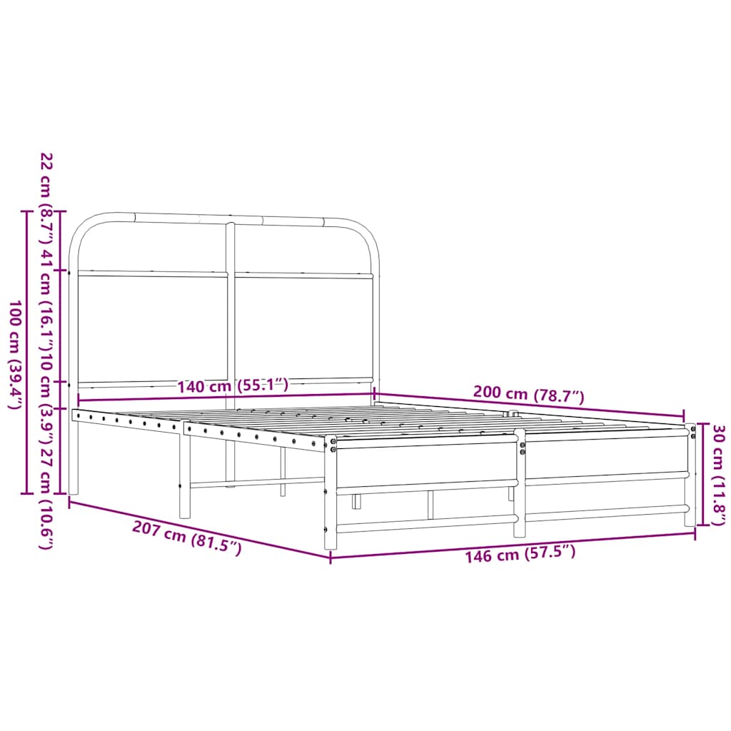 Bedframe zonder matras bewerkt hout bruin eikenkleur 140x200 cm is nu te koop bij PeponiXL, paradijselijk wonen!