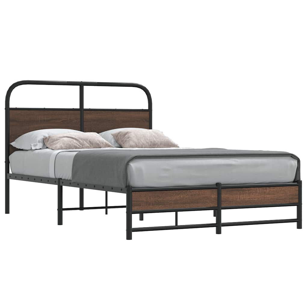 Bedframe zonder matras bewerkt hout bruin eikenkleur 140x200 cm is nu te koop bij PeponiXL, paradijselijk wonen!