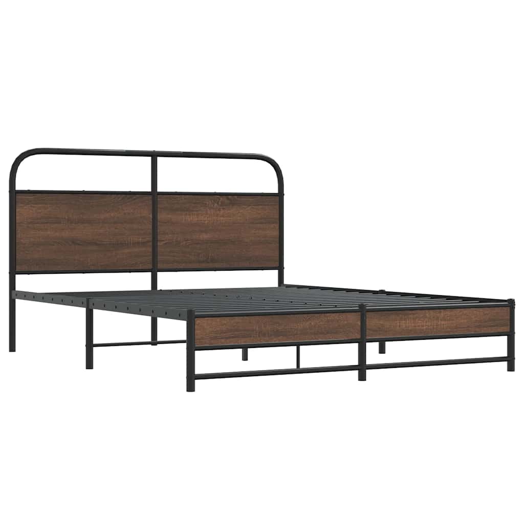 Bedframe zonder matras bewerkt hout bruin eikenkleur 150x200 cm is nu te koop bij PeponiXL, paradijselijk wonen!