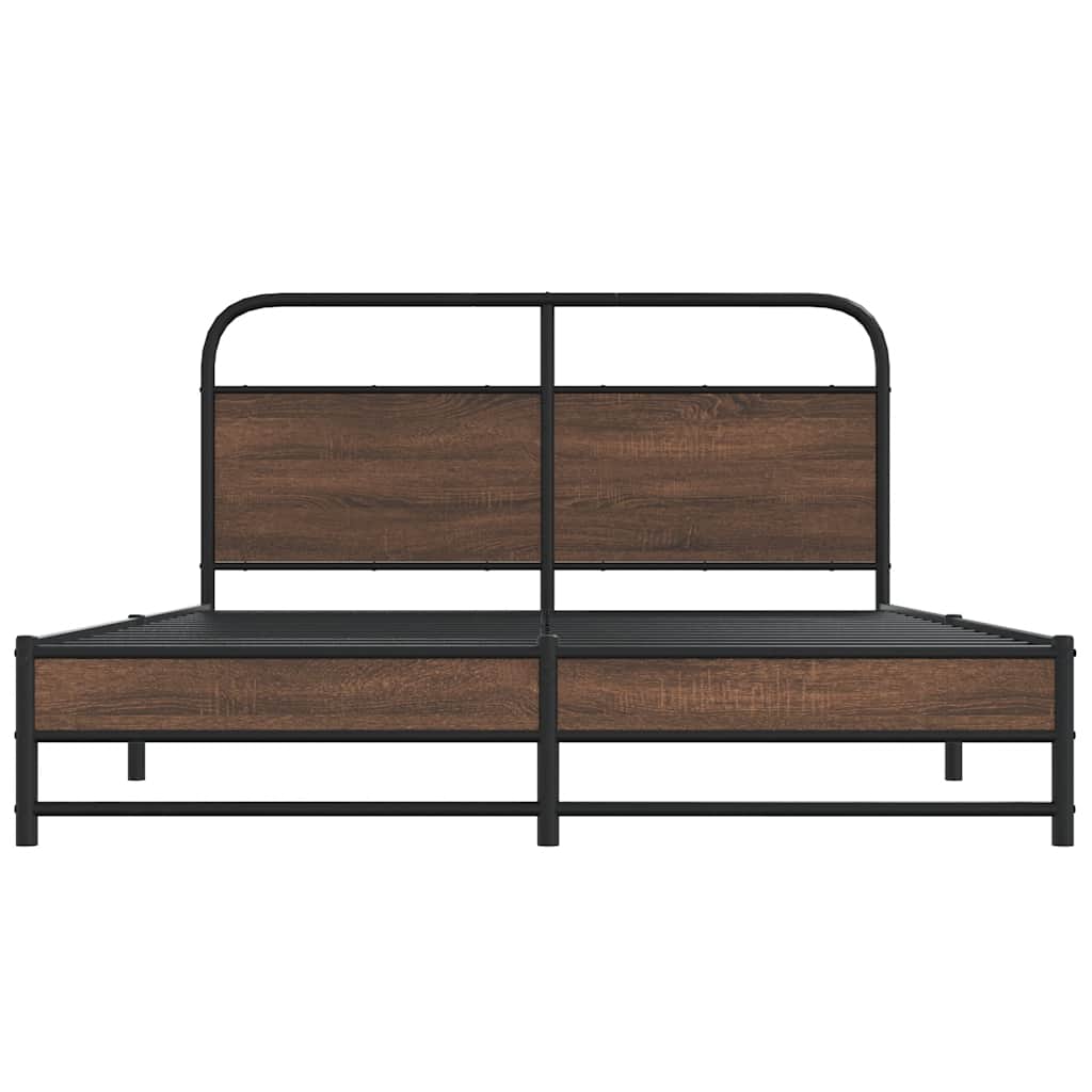 Bedframe zonder matras bewerkt hout bruin eikenkleur 150x200 cm is nu te koop bij PeponiXL, paradijselijk wonen!