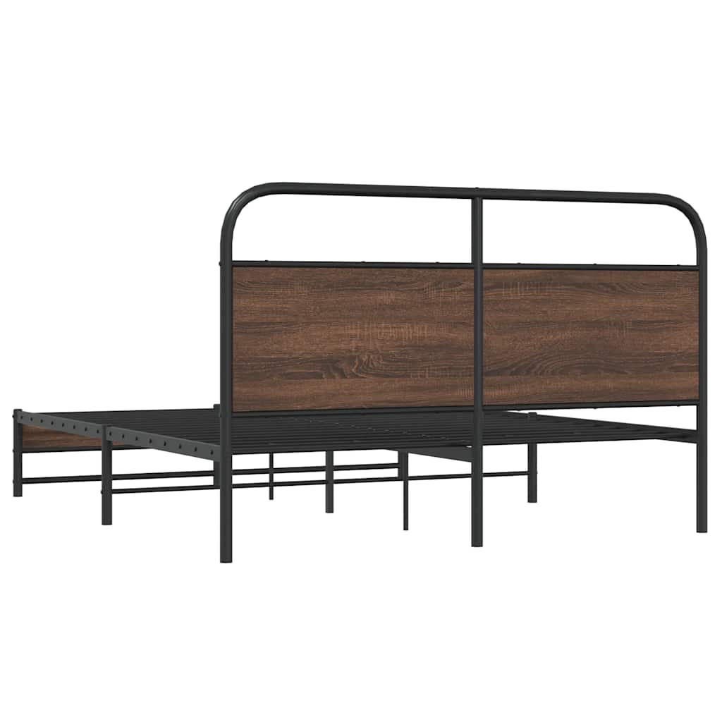 Bedframe zonder matras bewerkt hout bruin eikenkleur 150x200 cm is nu te koop bij PeponiXL, paradijselijk wonen!
