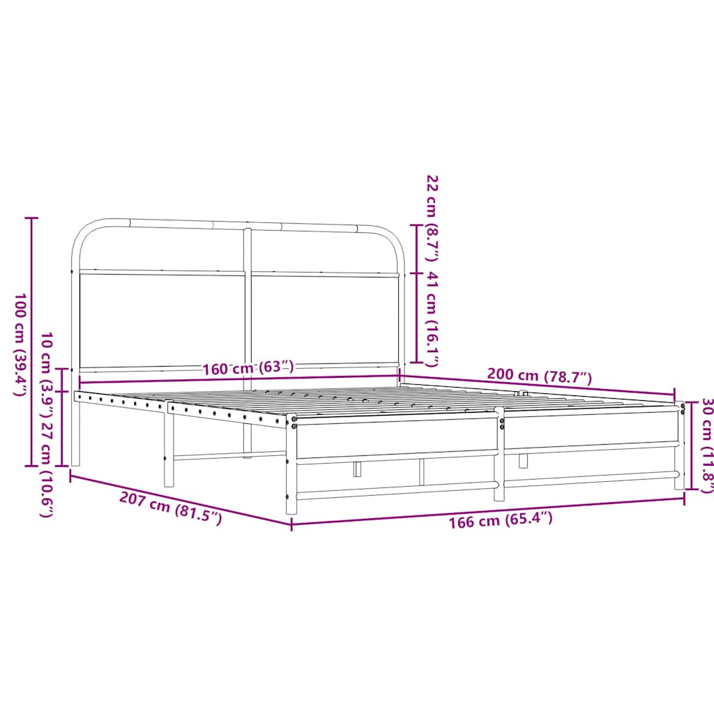 Bedframe zonder matras bewerkt hout bruin eikenkleur 150x200 cm is nu te koop bij PeponiXL, paradijselijk wonen!
