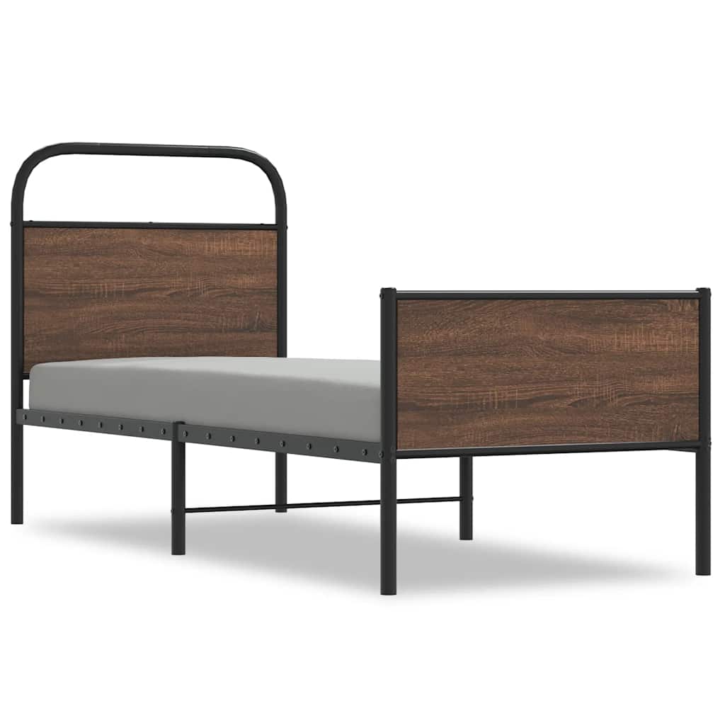 Bedframe zonder matras bewerkt hout bruin eikenkleur 80x200 cm is nu te koop bij PeponiXL, paradijselijk wonen!