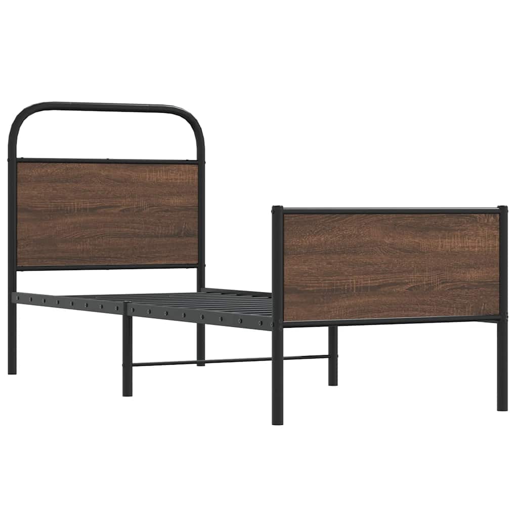 Bedframe zonder matras bewerkt hout bruin eikenkleur 80x200 cm is nu te koop bij PeponiXL, paradijselijk wonen!