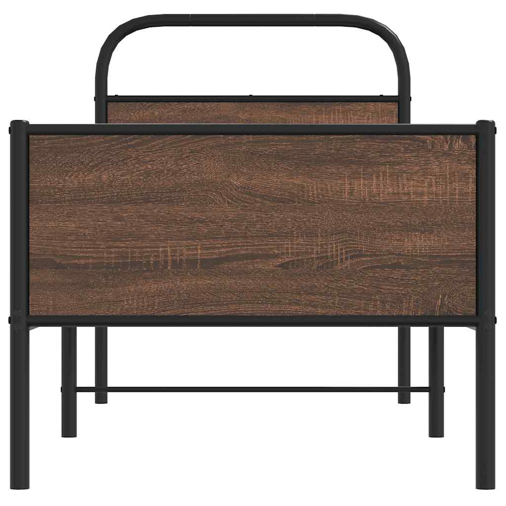 Bedframe zonder matras bewerkt hout bruin eikenkleur 80x200 cm is nu te koop bij PeponiXL, paradijselijk wonen!
