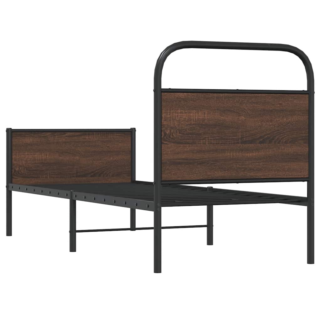 Bedframe zonder matras bewerkt hout bruin eikenkleur 80x200 cm is nu te koop bij PeponiXL, paradijselijk wonen!