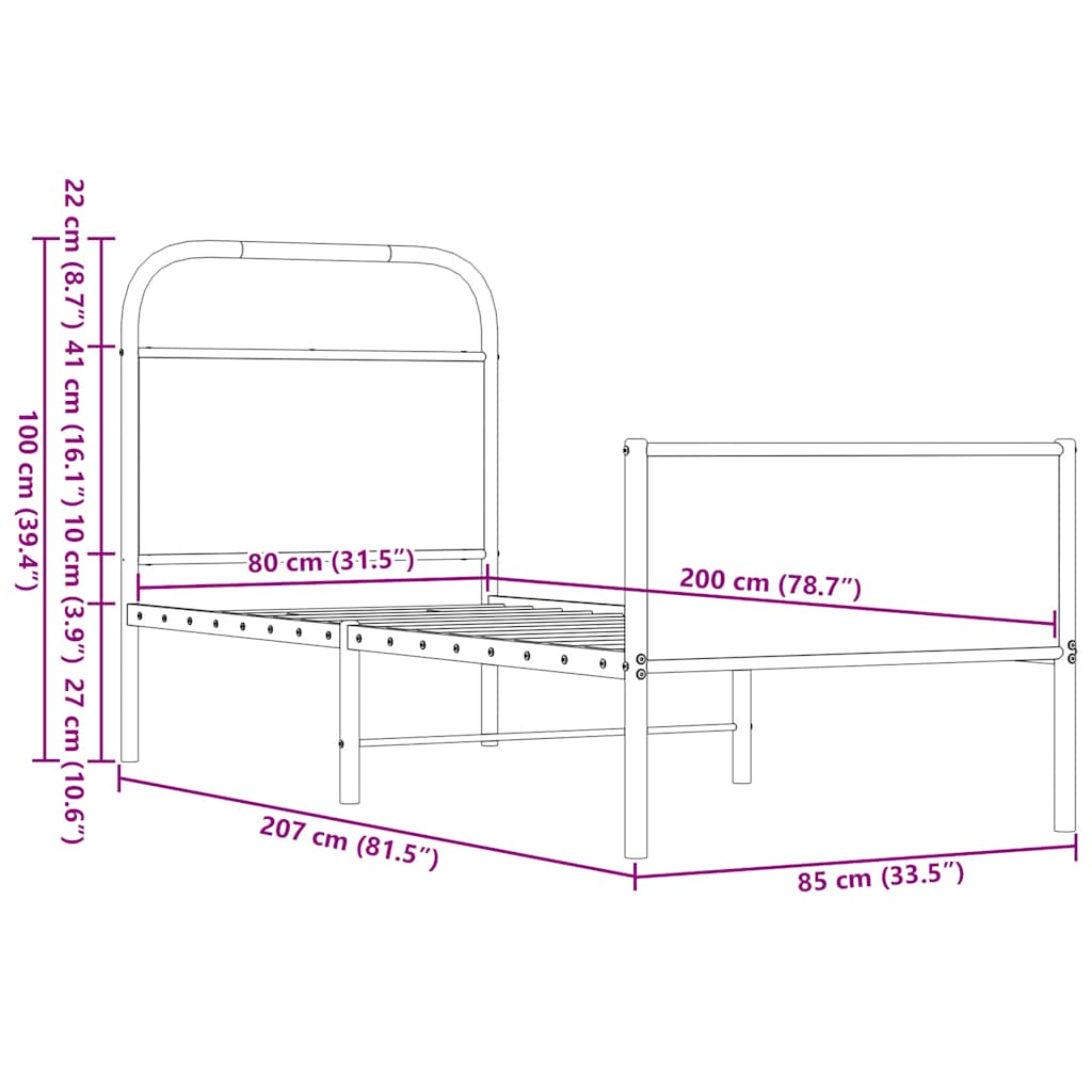 Bedframe zonder matras bewerkt hout bruin eikenkleur 80x200 cm is nu te koop bij PeponiXL, paradijselijk wonen!