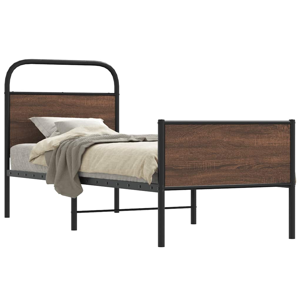 Bedframe zonder matras bewerkt hout bruin eikenkleur 80x200 cm is nu te koop bij PeponiXL, paradijselijk wonen!