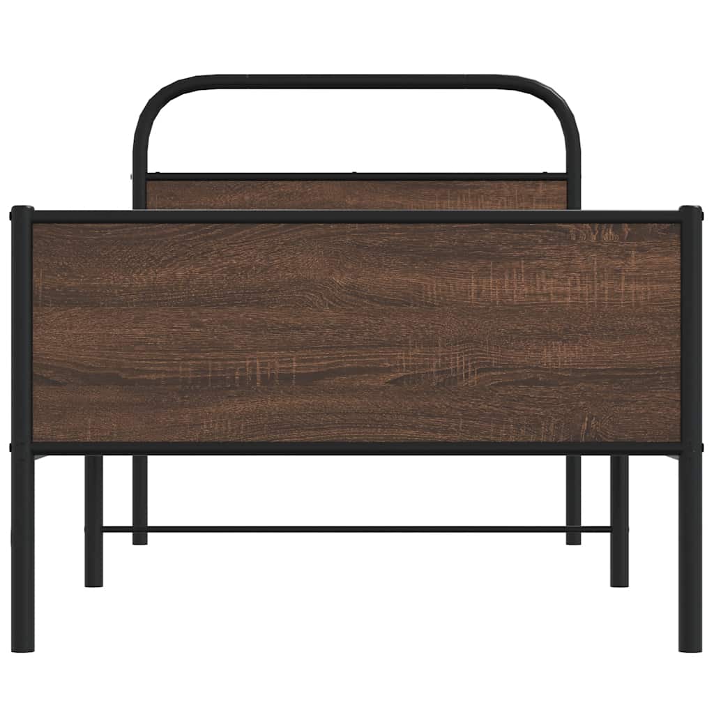 Bedframe zonder matras bewerkt hout bruin eikenkleur 90x190 cm is nu te koop bij PeponiXL, paradijselijk wonen!