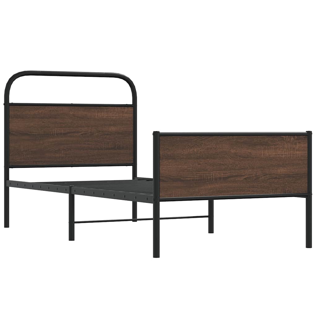 Bedframe zonder matras bewerkt hout bruin eikenkleur 90x200 cm is nu te koop bij PeponiXL, paradijselijk wonen!