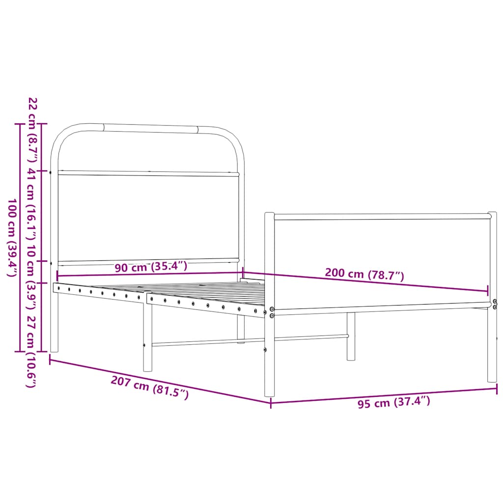 Bedframe zonder matras bewerkt hout bruin eikenkleur 90x200 cm is nu te koop bij PeponiXL, paradijselijk wonen!