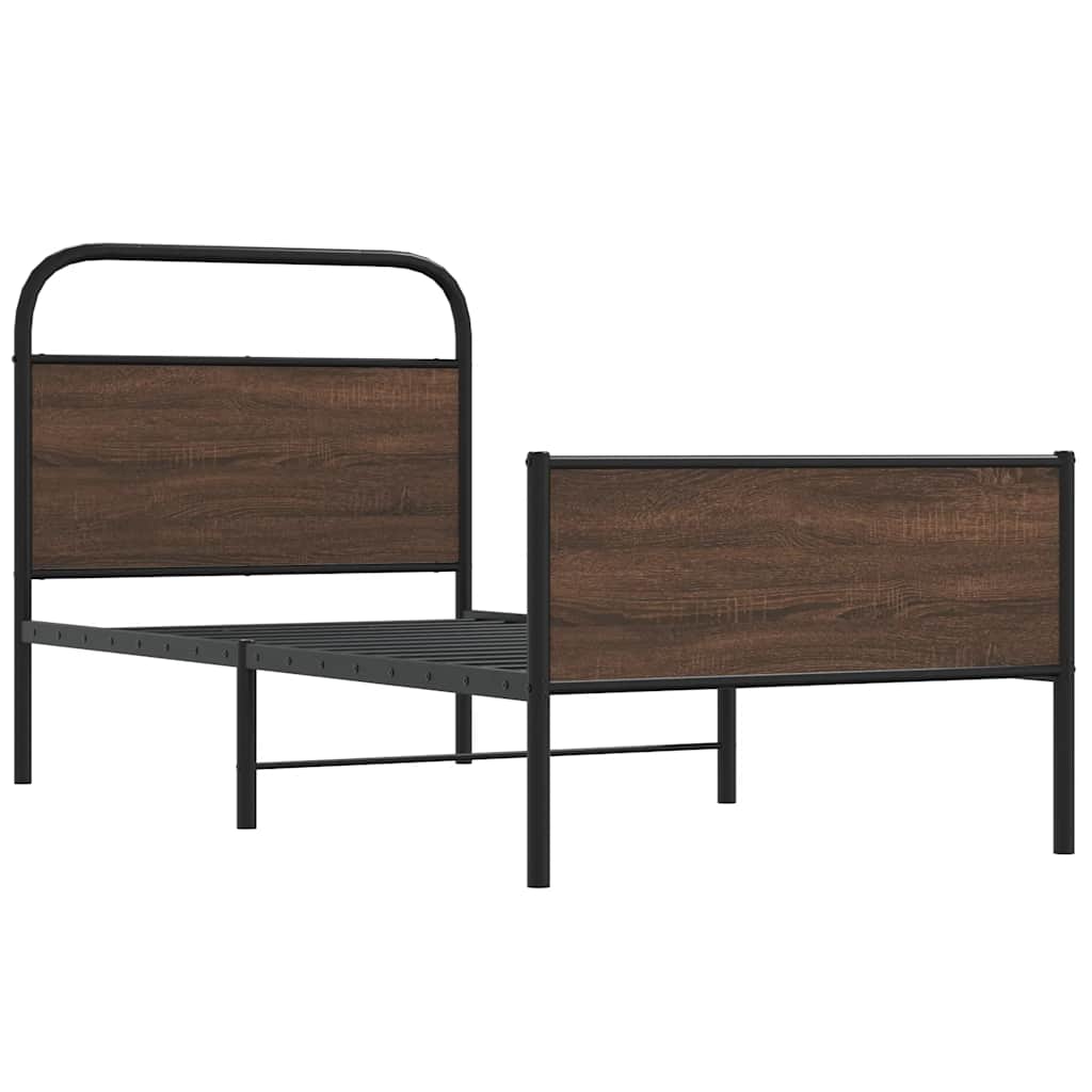 Bedframe zonder matras bewerkt hout bruin eikenkleur 100x200 cm is nu te koop bij PeponiXL, paradijselijk wonen!