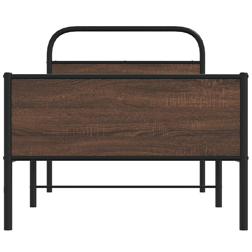 Bedframe zonder matras bewerkt hout bruin eikenkleur 100x200 cm is nu te koop bij PeponiXL, paradijselijk wonen!