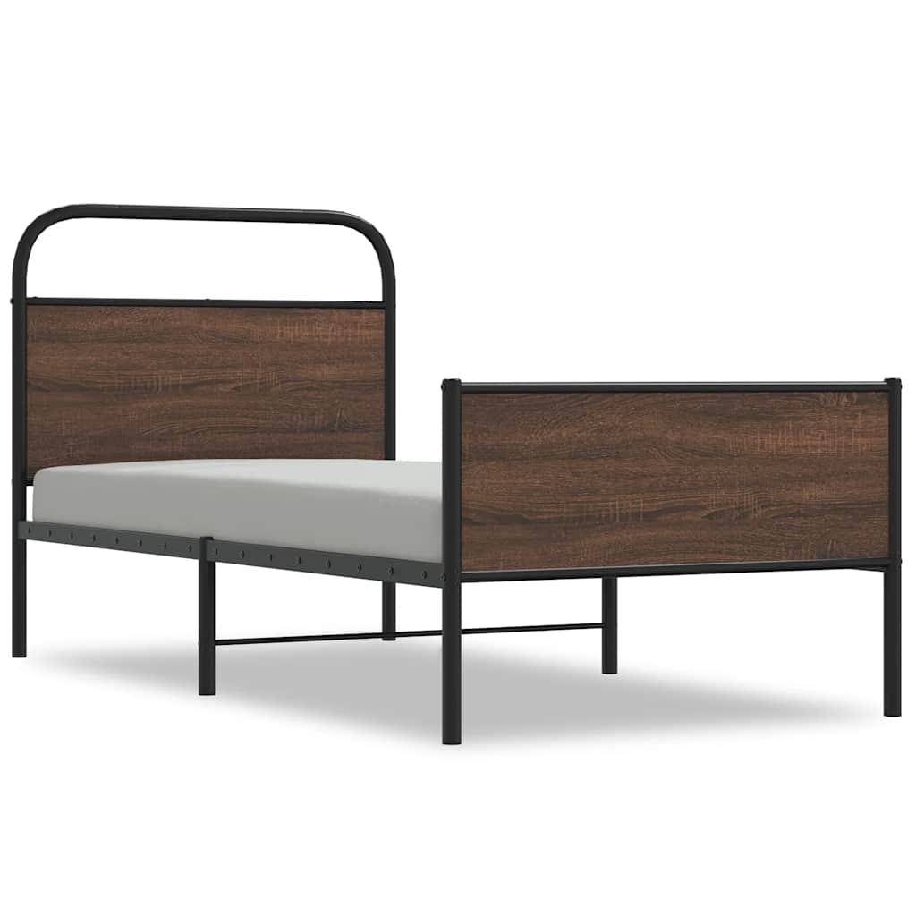 Bedframe zonder matras bewerkt hout bruin eikenkleur 107x203 cm is nu te koop bij PeponiXL, paradijselijk wonen!