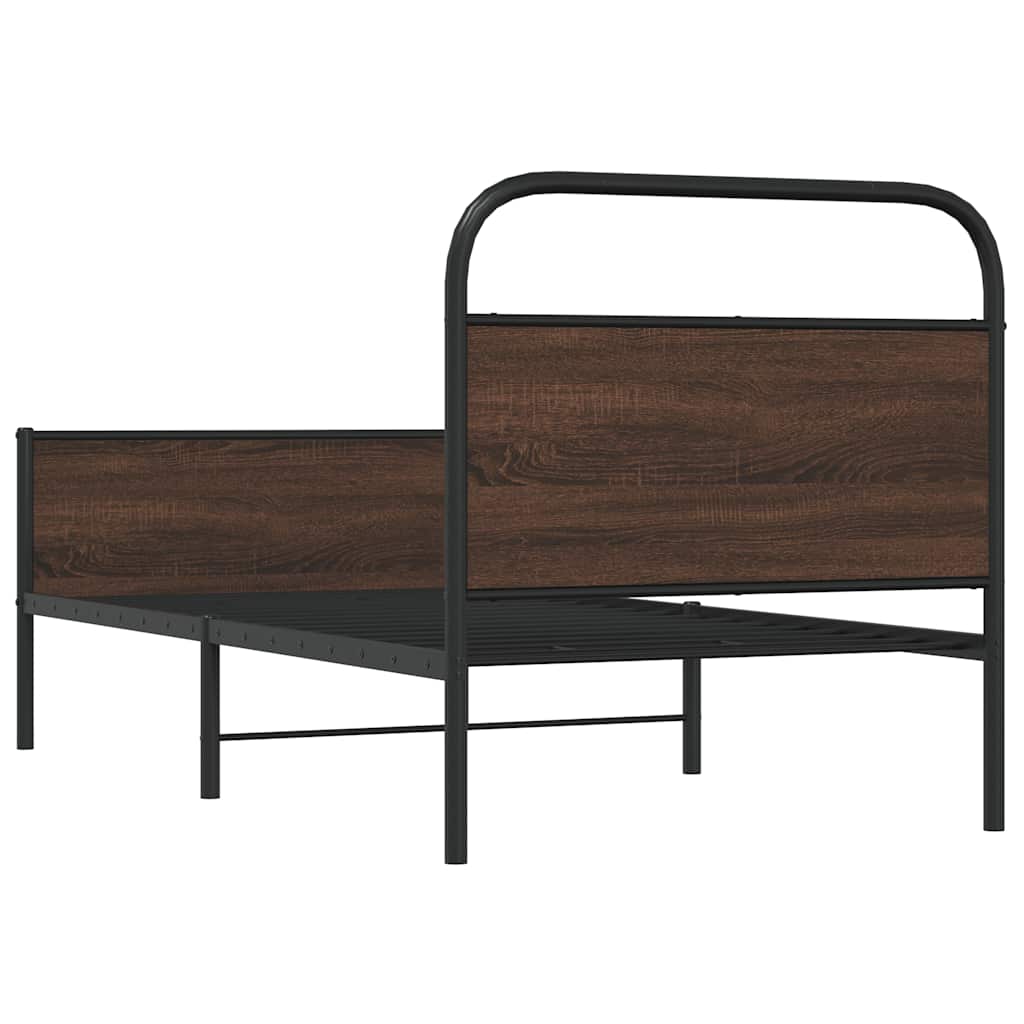 Bedframe zonder matras bewerkt hout bruin eikenkleur 107x203 cm is nu te koop bij PeponiXL, paradijselijk wonen!