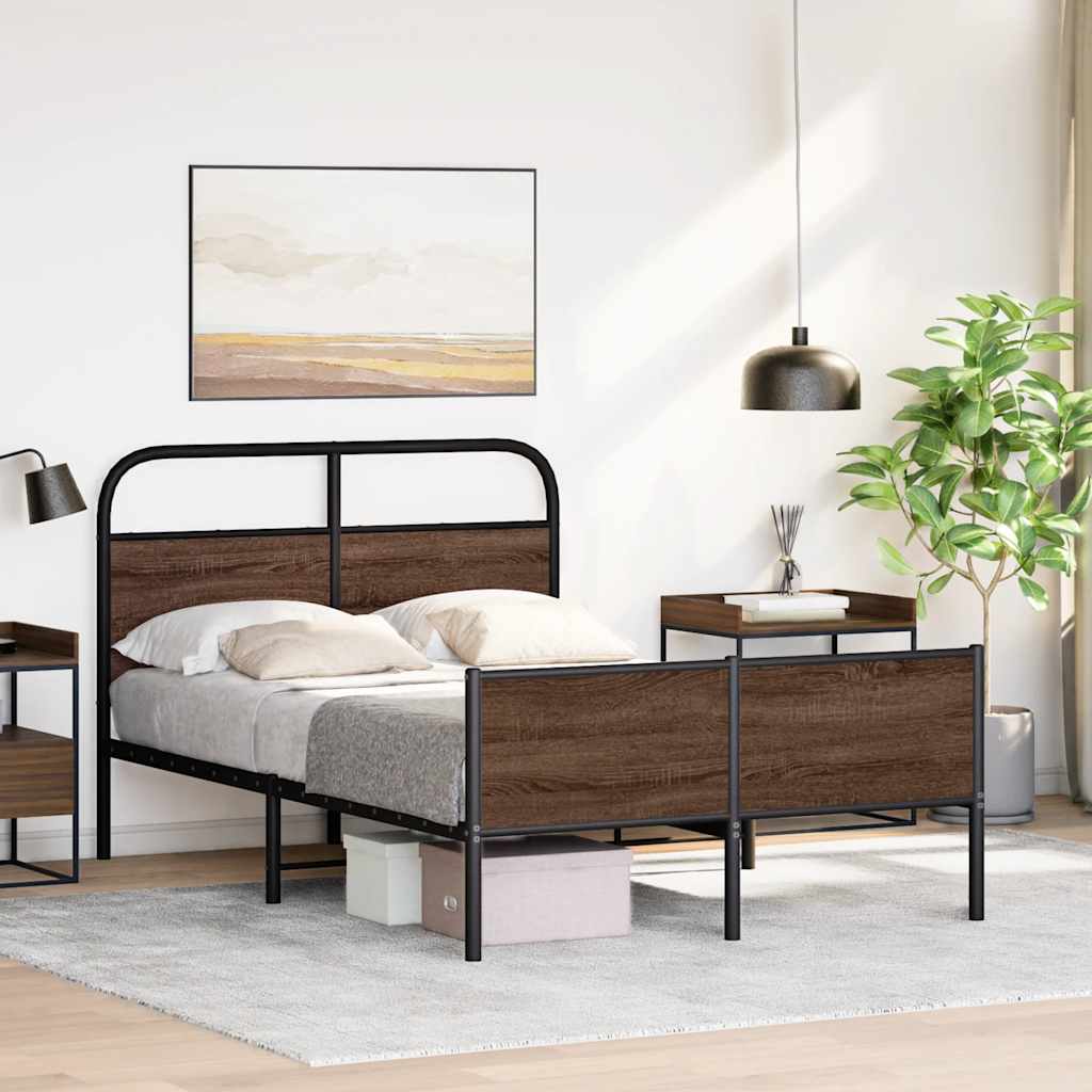 Bedframe zonder matras bewerkt hout bruin eikenkleur 120x190 cm is nu te koop bij PeponiXL, paradijselijk wonen!
