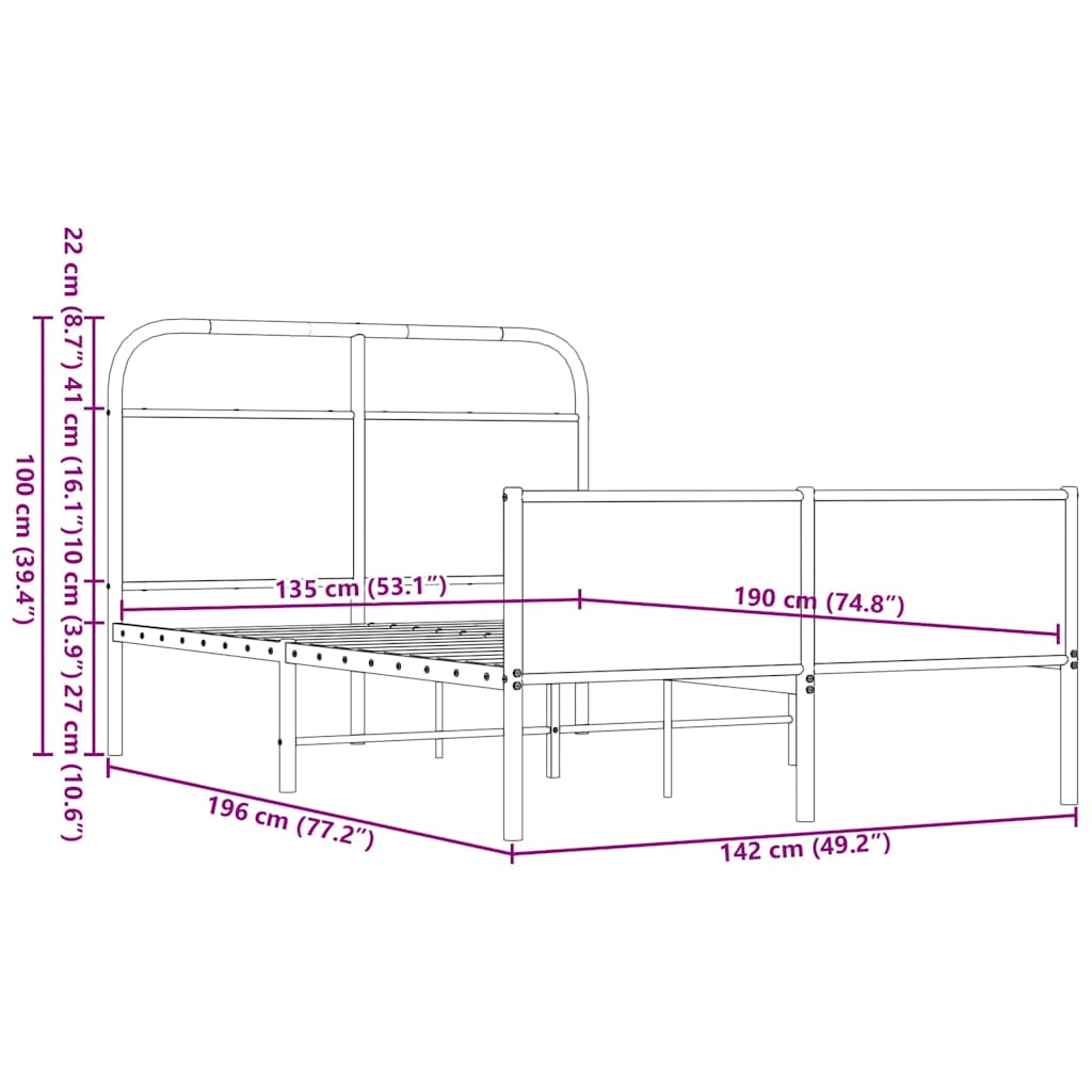 Bedframe zonder matras bewerkt hout bruin eikenkleur 135x190 cm is nu te koop bij PeponiXL, paradijselijk wonen!