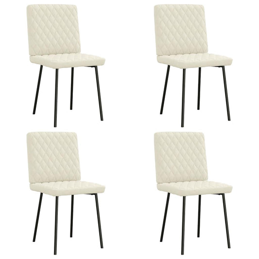 Eetkamerstoelen 4 st fluweel crèmekleurig is nu te koop bij PeponiXL, paradijselijk wonen!