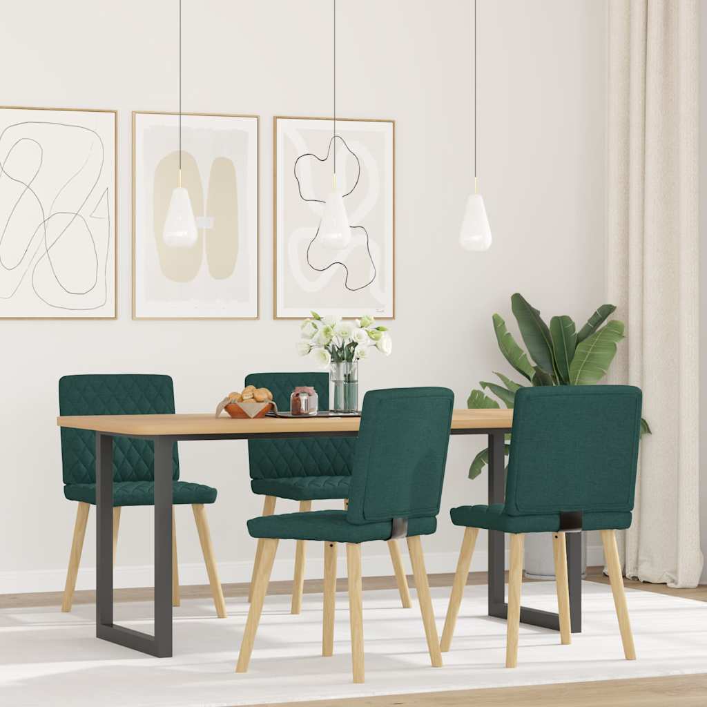 Eetkamerstoelen 4 st stof donkergroen is nu te koop bij PeponiXL, paradijselijk wonen!