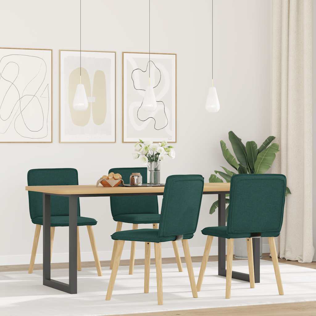 Eetkamerstoelen 4 st stof donkergroen is nu te koop bij PeponiXL, paradijselijk wonen!