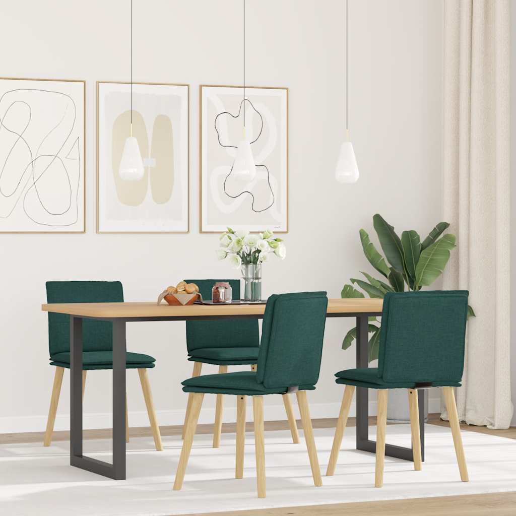 Eetkamerstoelen 4 st stof donkergroen is nu te koop bij PeponiXL, paradijselijk wonen!