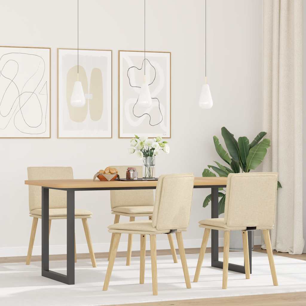 Eetkamerstoelen 4 st stof crèmekleurig is nu te koop bij PeponiXL, paradijselijk wonen!