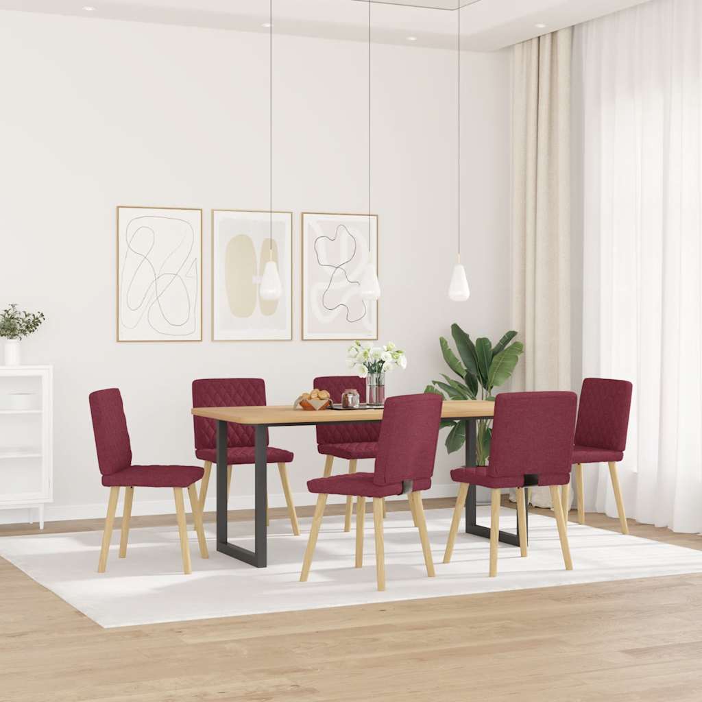 Eetkamerstoelen 6 st stof wijnrood is nu te koop bij PeponiXL, paradijselijk wonen!