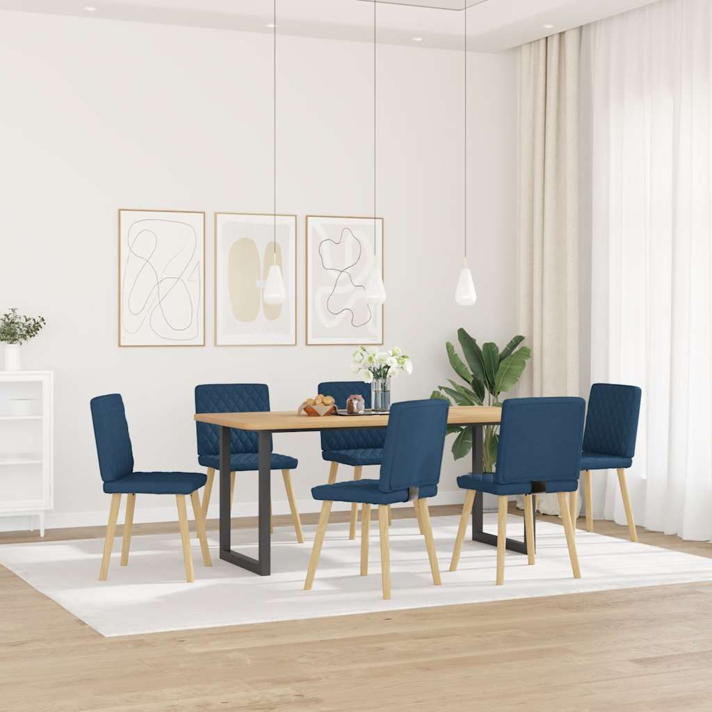 Eetkamerstoelen 6 st stof blauw is nu te koop bij PeponiXL, paradijselijk wonen!