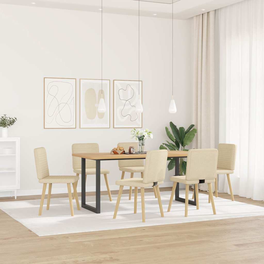Eetkamerstoelen 6 st stof crèmekleurig is nu te koop bij PeponiXL, paradijselijk wonen!