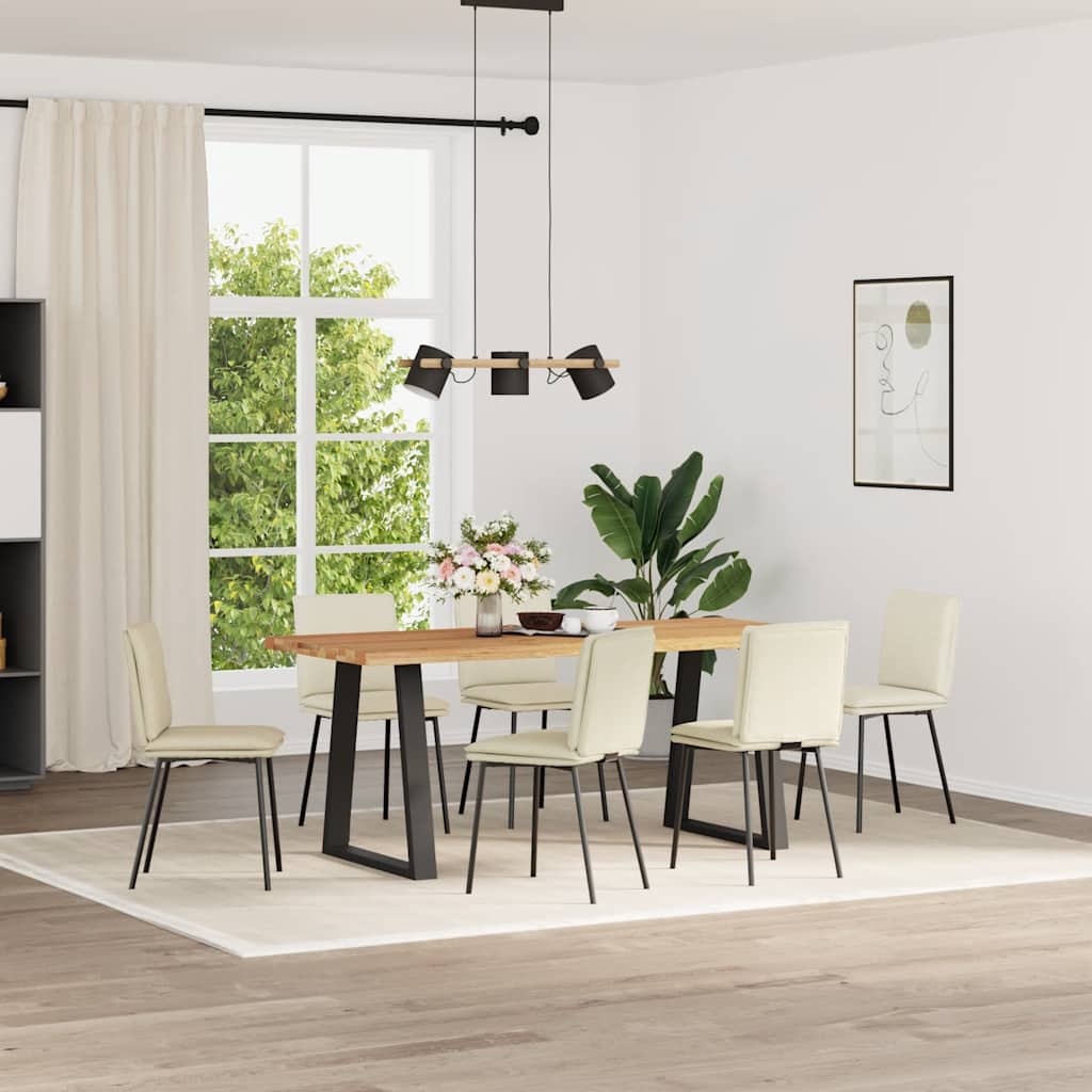 Eetkamerstoelen 6 st fluweel crèmekleurig is nu te koop bij PeponiXL, paradijselijk wonen!