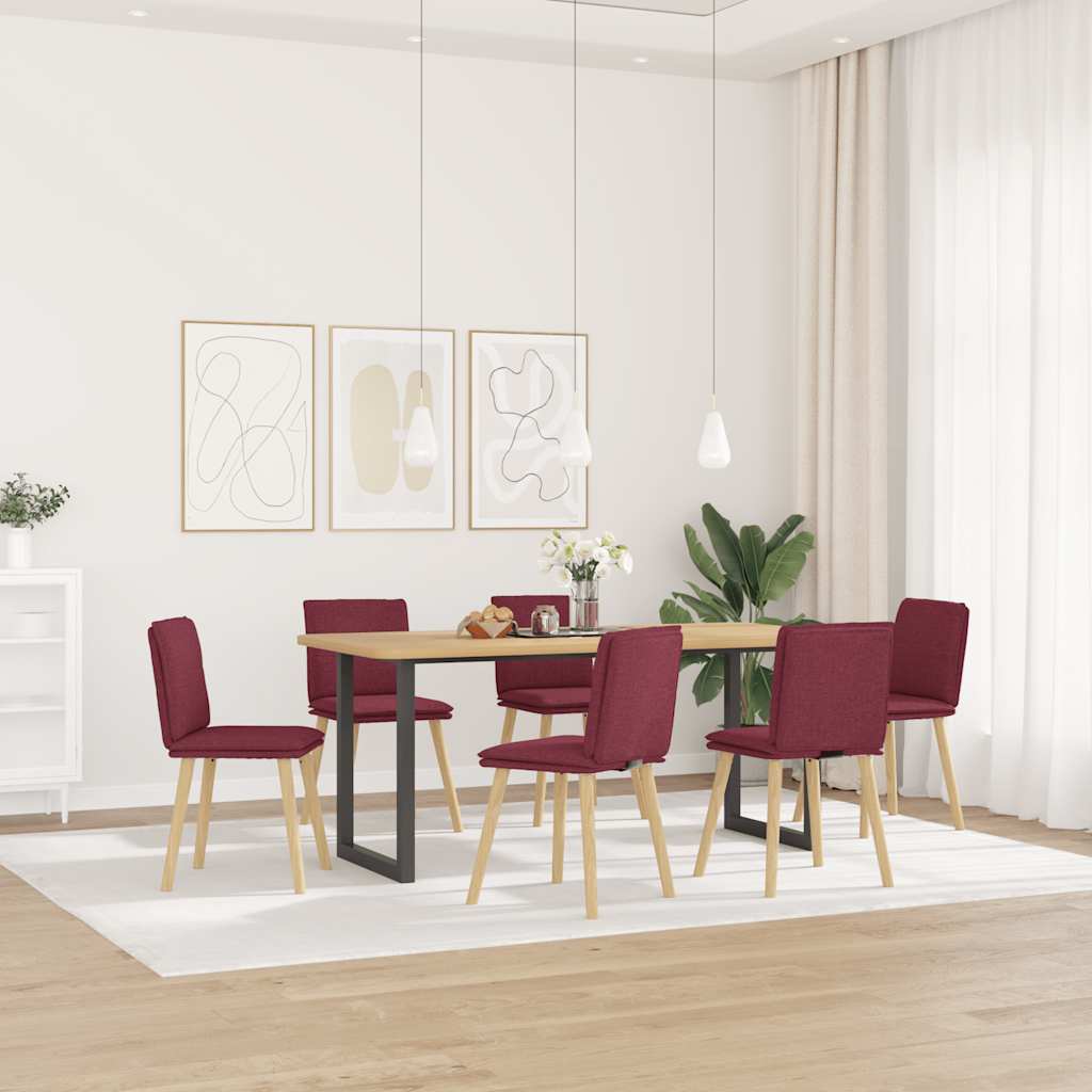 Eetkamerstoelen 6 st stof wijnrood is nu te koop bij PeponiXL, paradijselijk wonen!