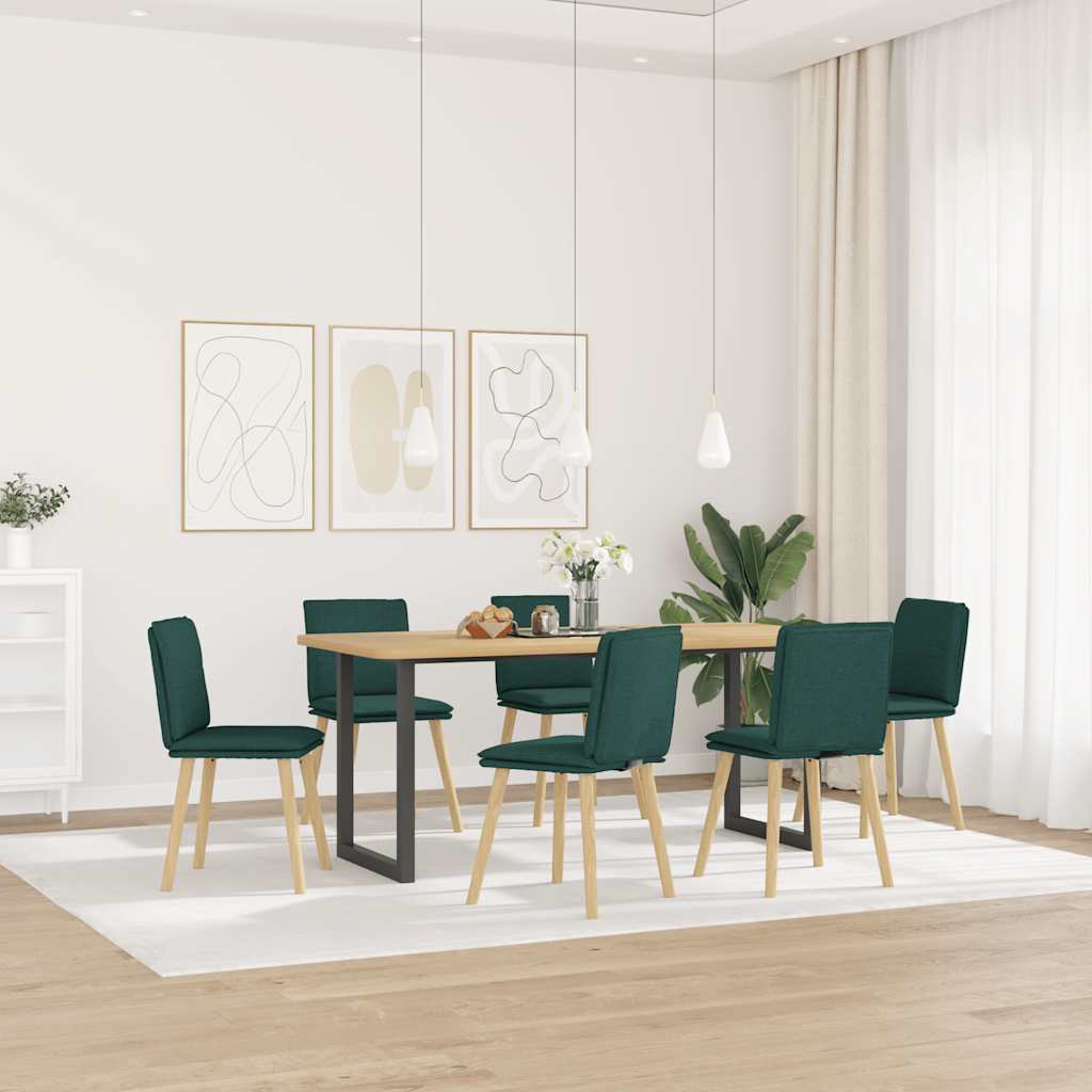 Eetkamerstoelen 6 st stof donkergroen is nu te koop bij PeponiXL, paradijselijk wonen!